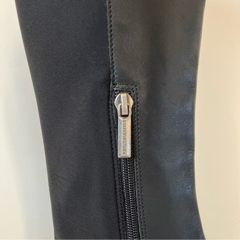 Karl Lagerfeld Paris Milla Rhinestone Embellished Tall Leather Riding Boots 9.5 - Picture 8 of 12